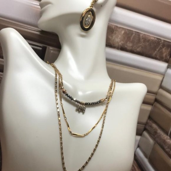 3 Gold-Tone Boho Style Necklaces & Earrings - Picture 4 of 7